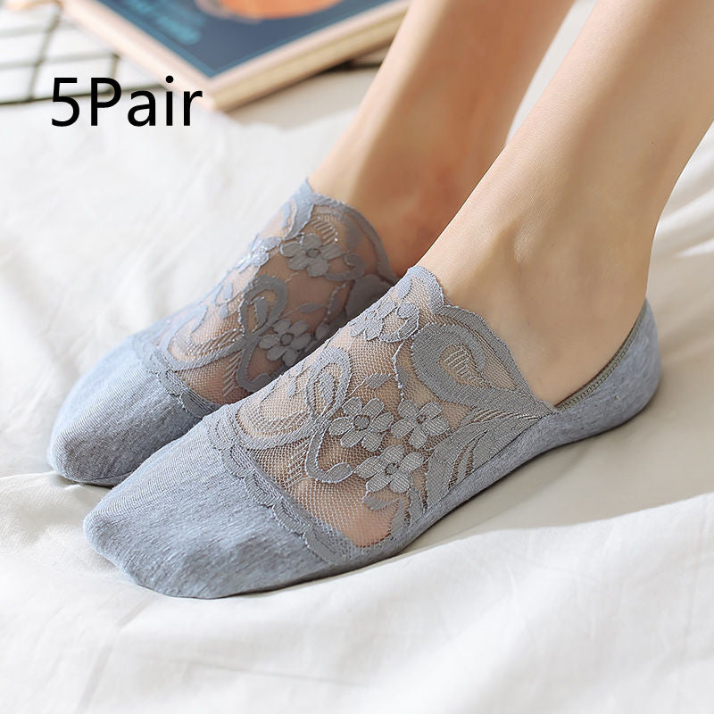 Women's Fashion Shallow Lace Boat Socks