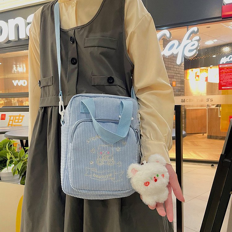 Soft Girl Cute Corduroy Hand Shoulder Bag