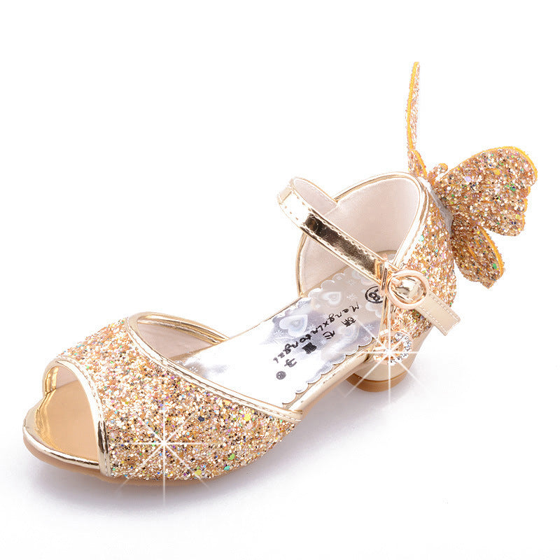 Girls Bowknot Soft Sole Low Heel Dance Shoes