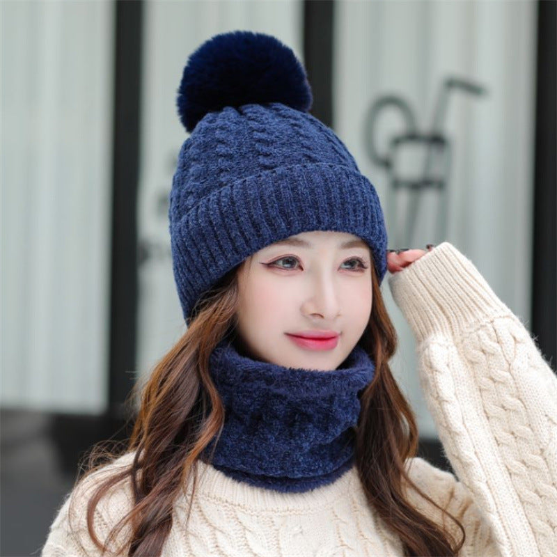 Women's Fashion Warm Fleece Thickened Scarf Hooded Hat