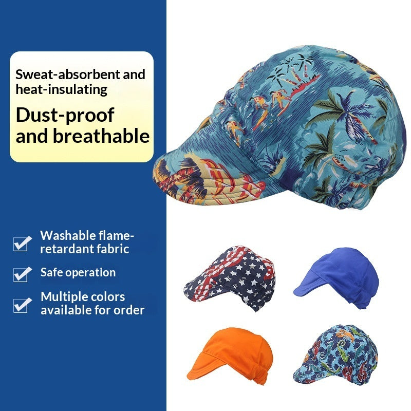Various Styles Of Welding Helmets Made From Fire-resistant And Flame-retardant Fabric Protective Headgear For Welders