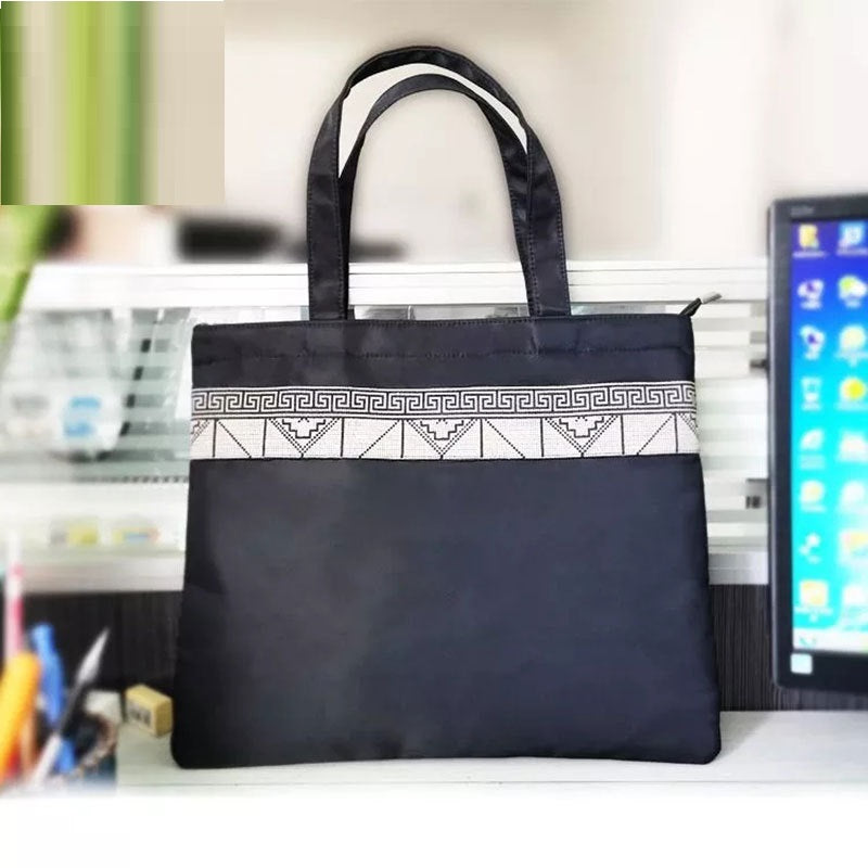 Ethnic Embroidery A4 Document Bag Zipper Data Bag