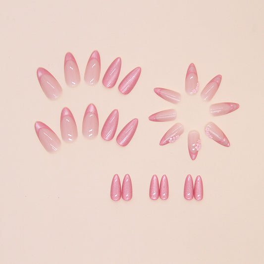 French Cat's Eye Wear Armor Mid-length Almond Nail Tip