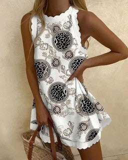 Casual Printed Ruffled Women's Dress