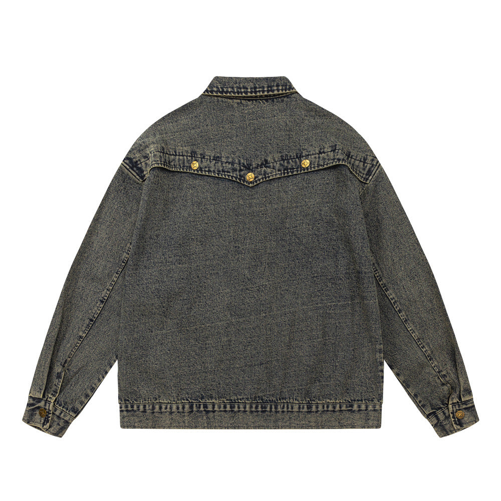 Punk High Street Design Sense Niche Tooling Denim Jacket Autumn