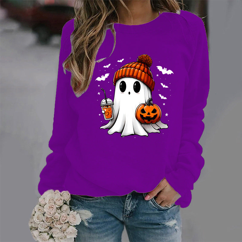 Halloween Rundhals Print Langærmet Sweater