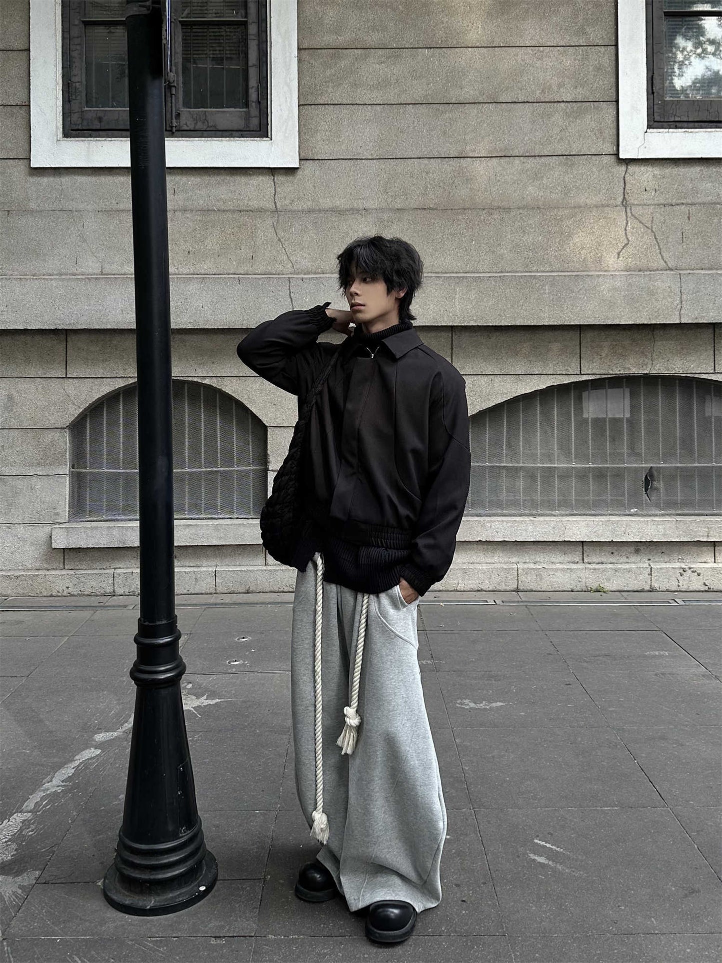 Niche Deconstruction Design Profile Padded Shoulder Short Wide Jacket For Men And Women