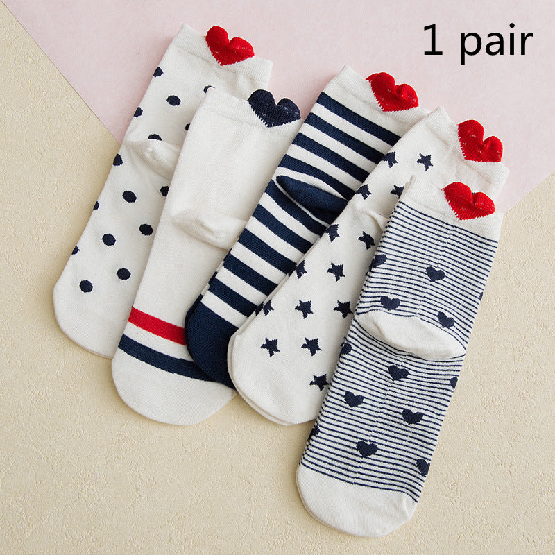 Women's Socks Cotton Heel With Hearts Low Top Invisible Short Tube Breathable Cute Japanese Style Wholesale