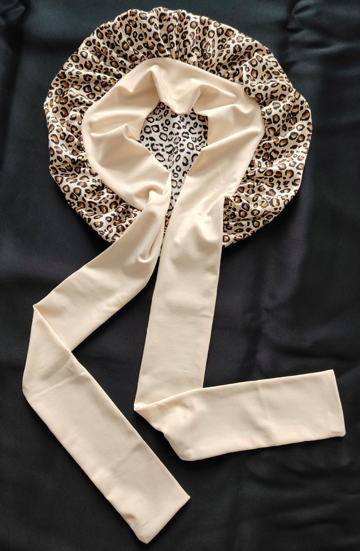 Stretch Ribbon Bowknot Silk Round Cap Solid Color