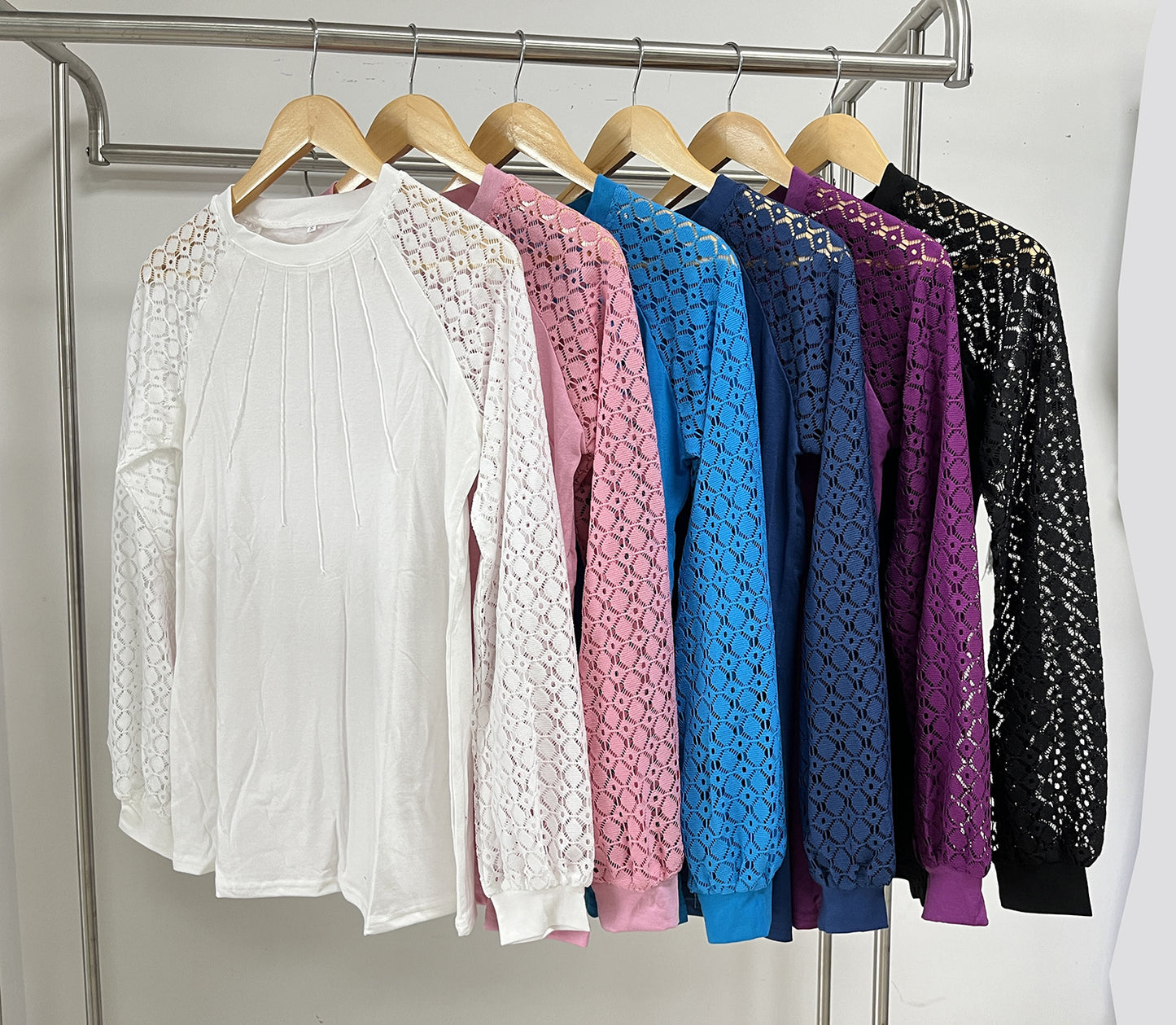 Ny blondelangærmet T-shirt med rund hals, moderigtig løs ensfarvet pullover-top til dametøj