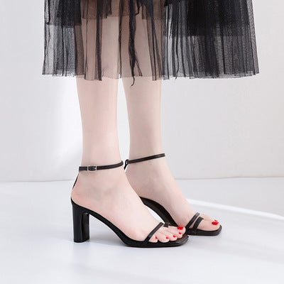 Sandals Women's Summer Hot Style Small Square Toe Toe Thin Strap High Heels