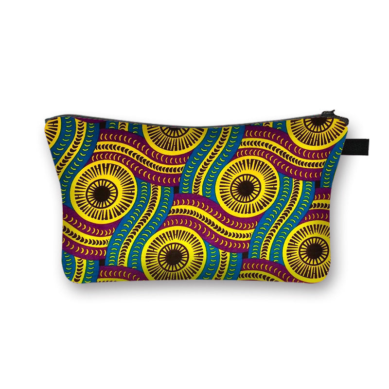 Ny Geometrisk Print Polyester Kosmetiktaske Stor Kapacitet Clutch Taske Dame Mode Rejse Opbevaringstaske