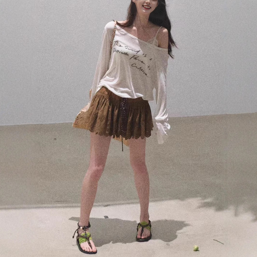 Bohemian Hollow Holiday Trend All-match Slimming Skirt