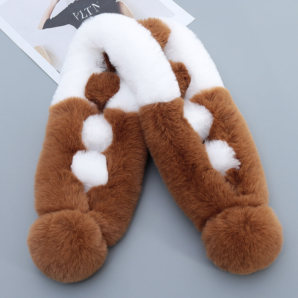 Classic Look Color Matching Plush Scarf Cross