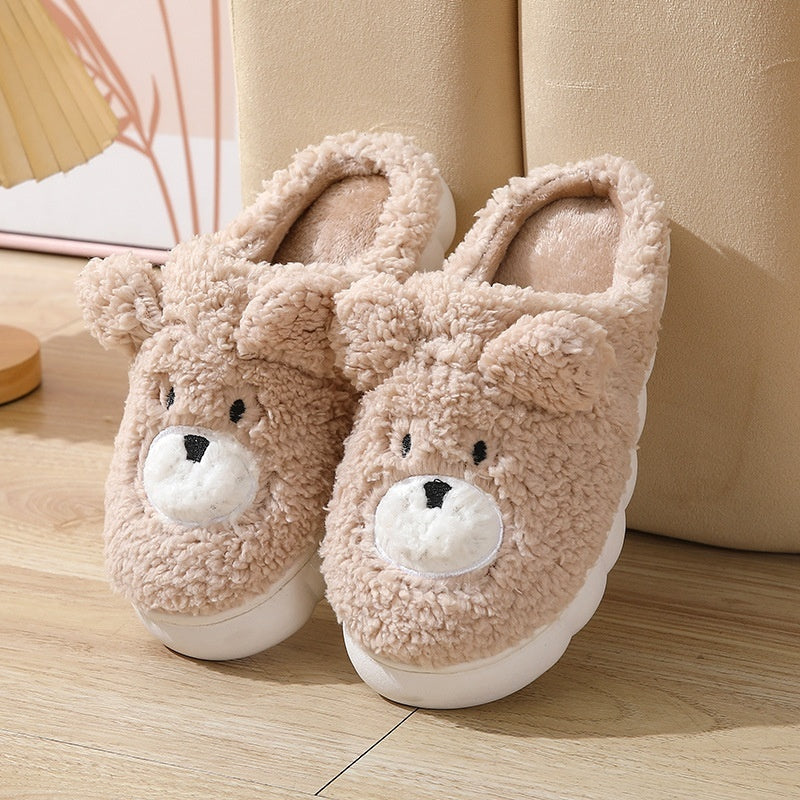 Winter New Cute Cartoon Bear Cotton Slippers Household