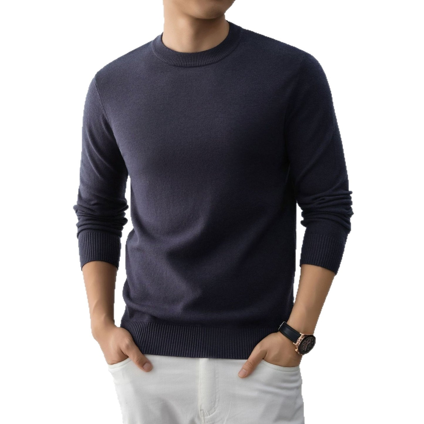 Mens Stylish And Minimalist Crew-neck Knit Sweater