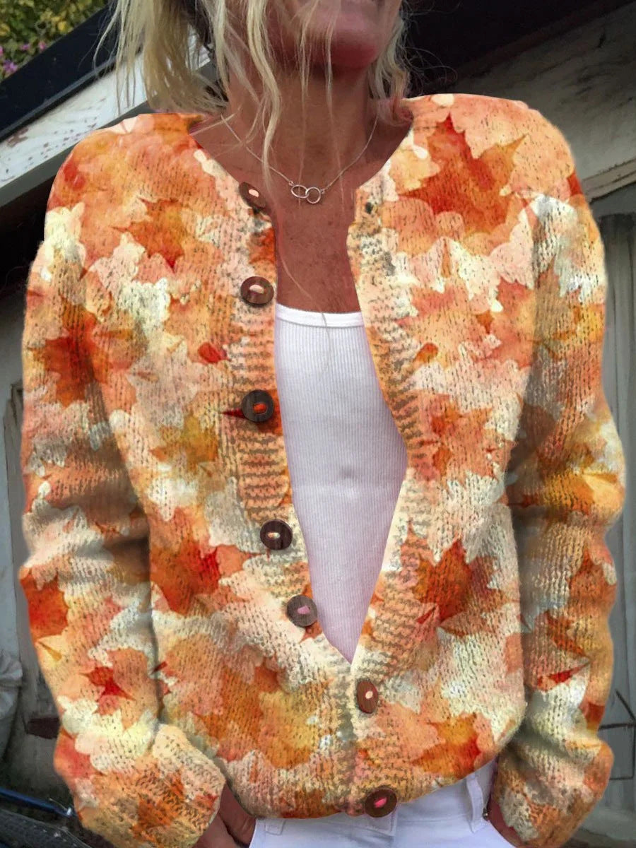 3D digitalt printet cardigan strikket frakke til kvinder