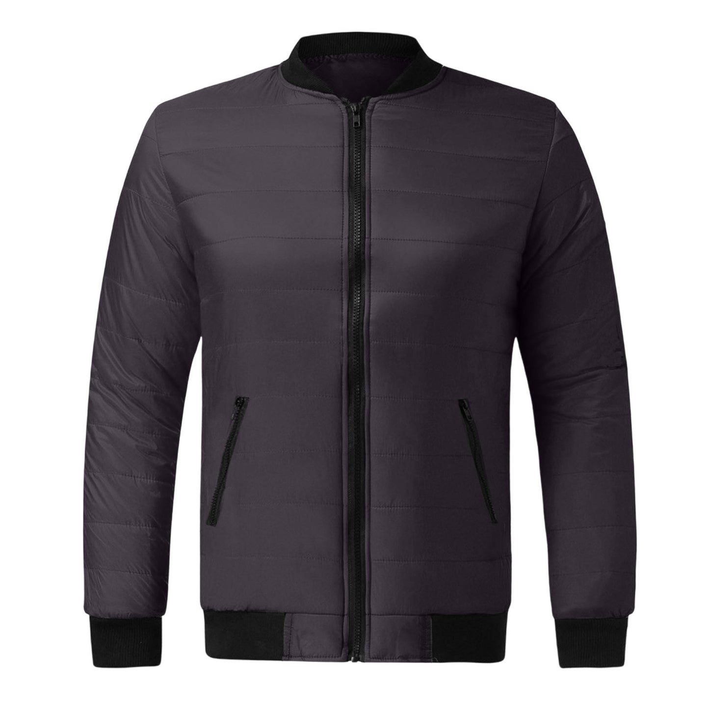 Mens Solid-Color Stand-Up Collar Cotton Padded Jacket Baseball Uniform