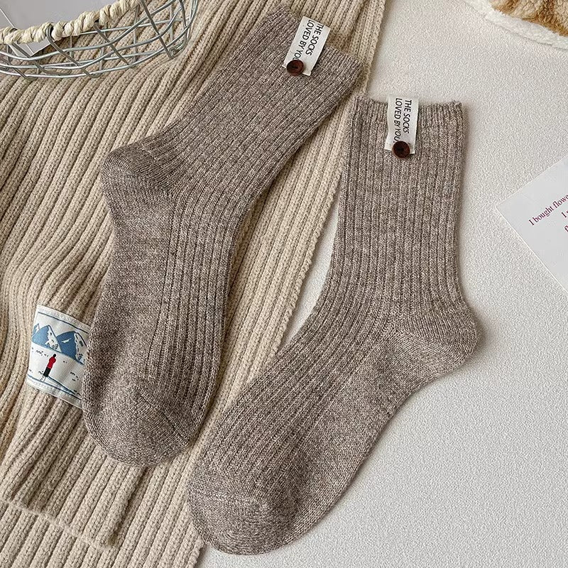 Womens Chunky-knit Socks With Buttons