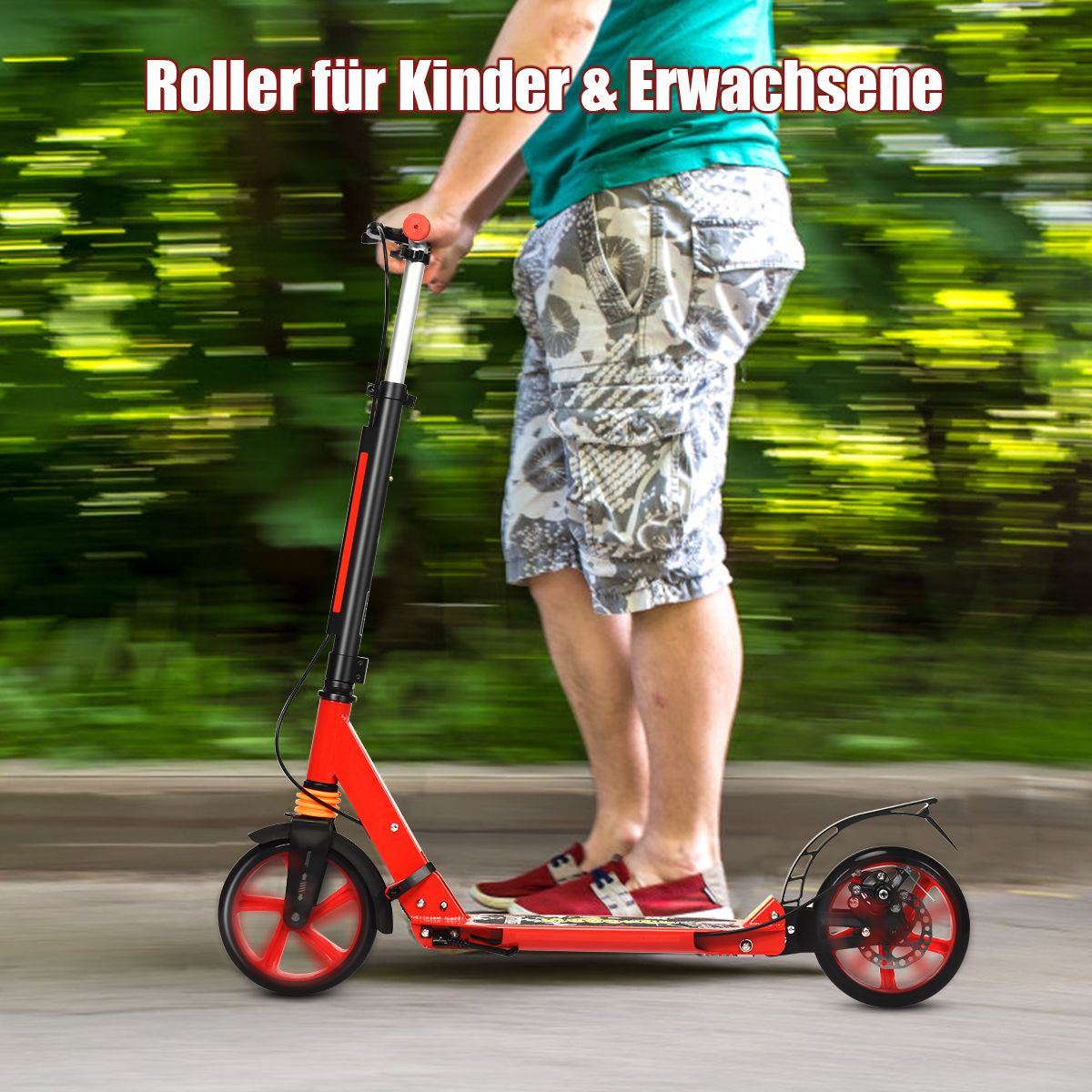 Klappbarer Kickscooter Mit Klingel & Ständer Höhenverstellbarer Scooter Roller Tretroller