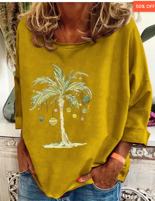 Dame tynd langærmet T-shirt med løs pasform