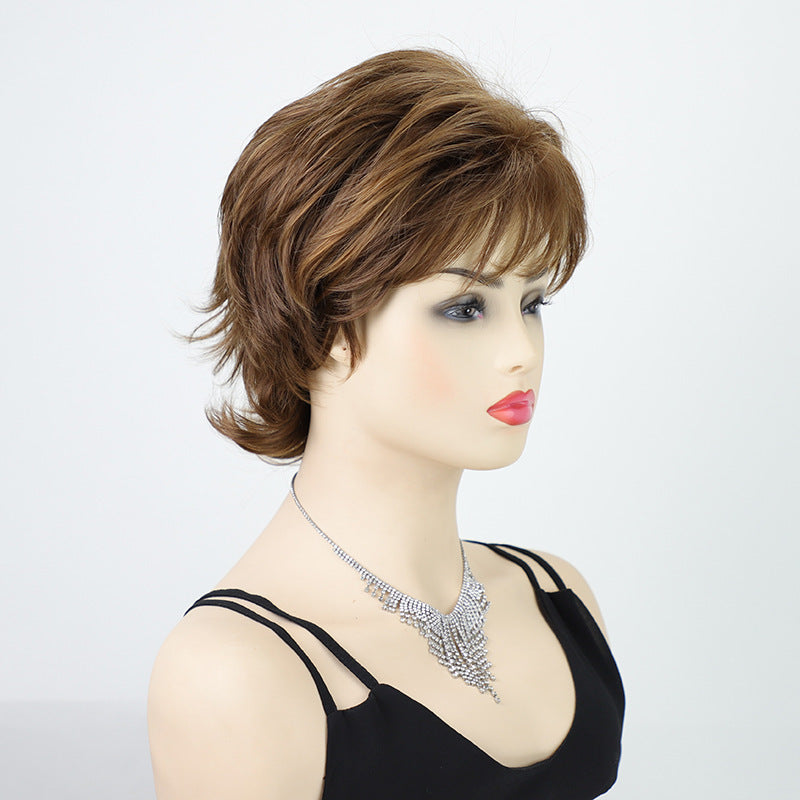Fashionable Fluffy High-Temperature Fiber Short Curly Wig Cap