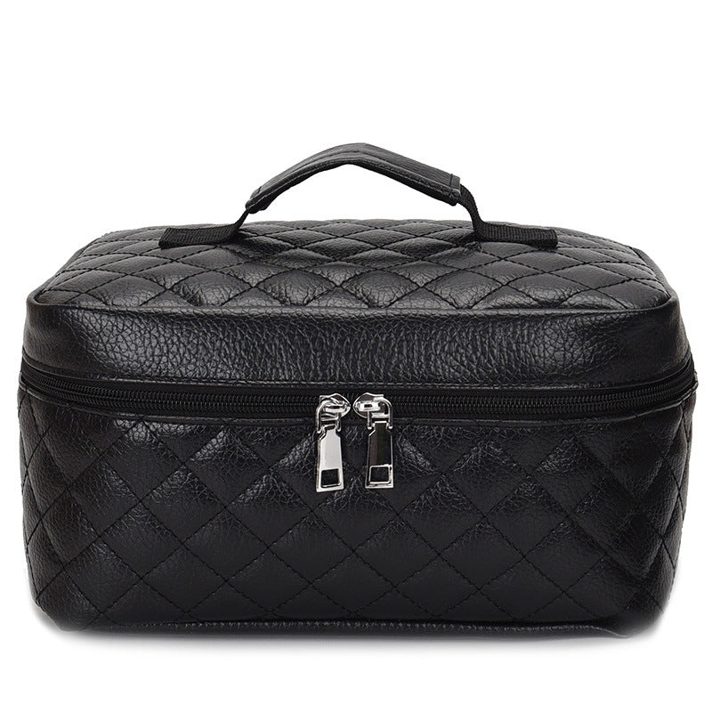 Pu Portable Large Capacity Rhombus Cosmetic Bag