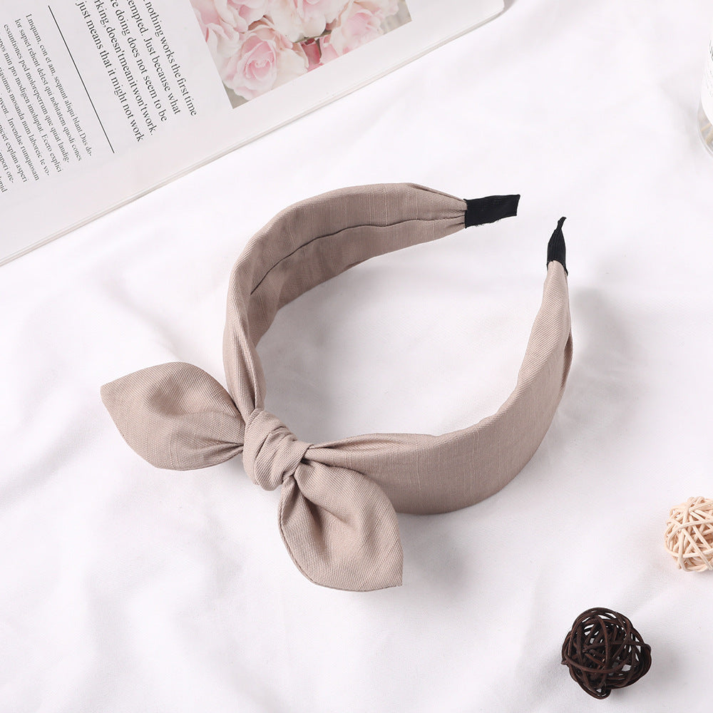 Fabric Rabbit Ears Hairband Solid Color
