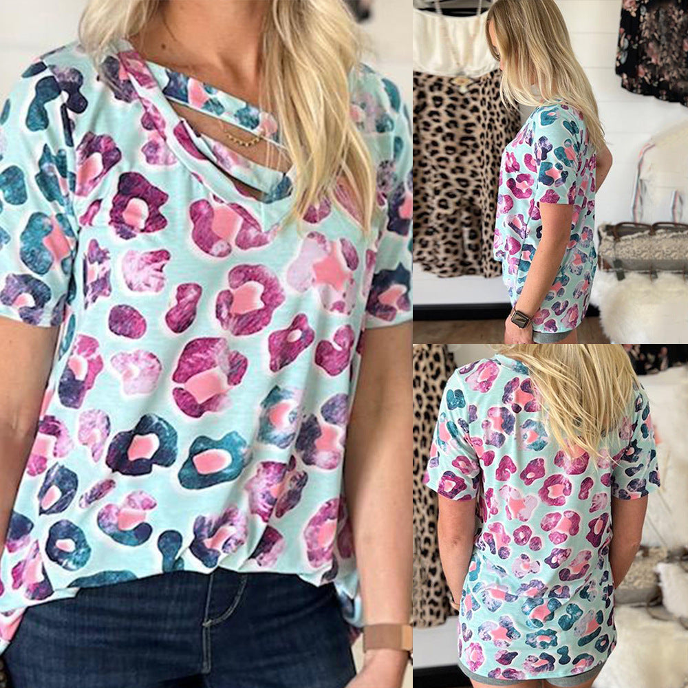Printed Short Sleeve Loose Casual Top