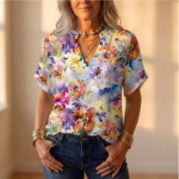Women's 3D Printed Long-sleeved Shirt Loose All-match High-grade Top