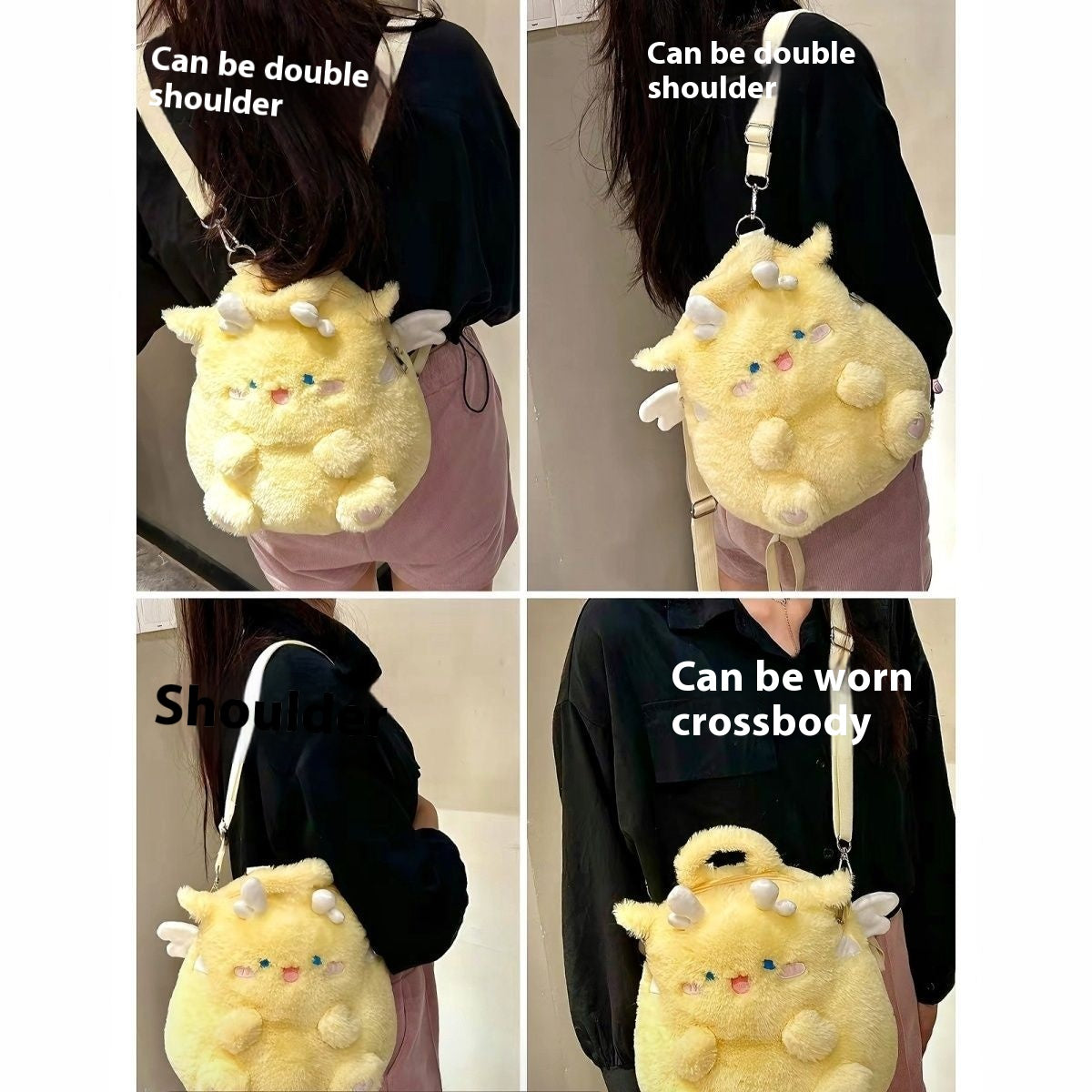 Squatting Dragon Cartoon Plush Doll Bag Girl's Heart Backpack