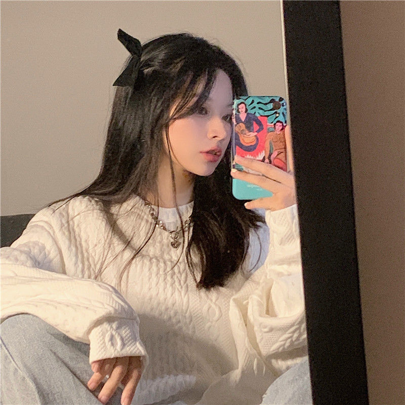 Long Sleeve Top Coat Versatile Korean Version Loose Thin Lazy Style