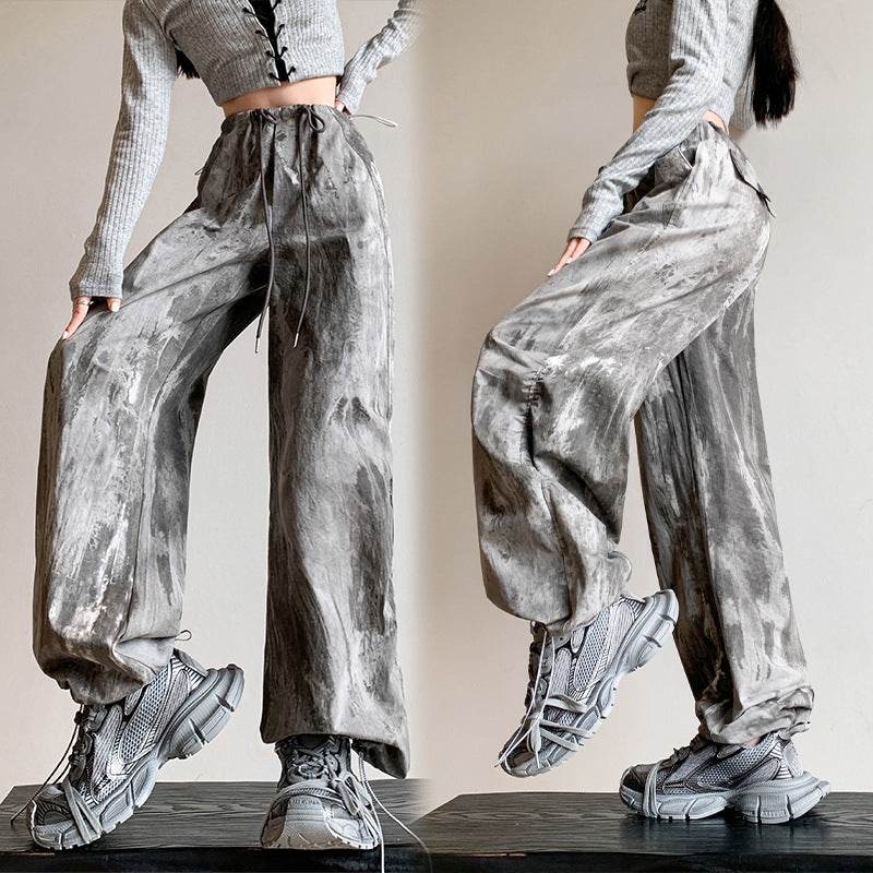 Retro Chinese Style Ink Tie-dye Overalls