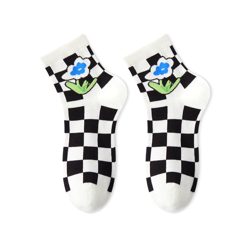 Women's Simple Short Branch Leaf Three-dimensional Tulip Flower Cotton Socks