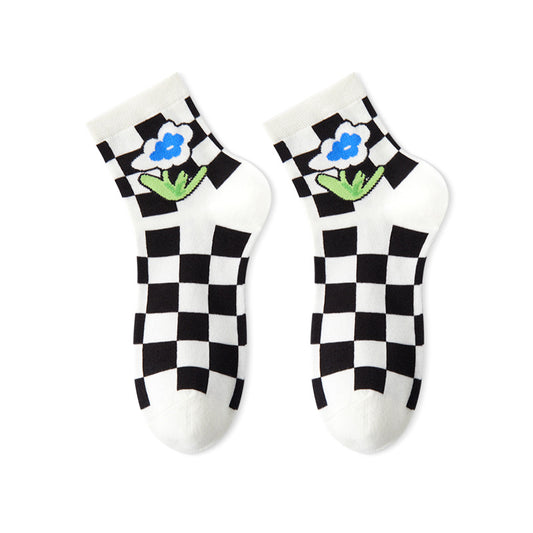 Women's Simple Short Branch Leaf Three-dimensional Tulip Flower Cotton Socks