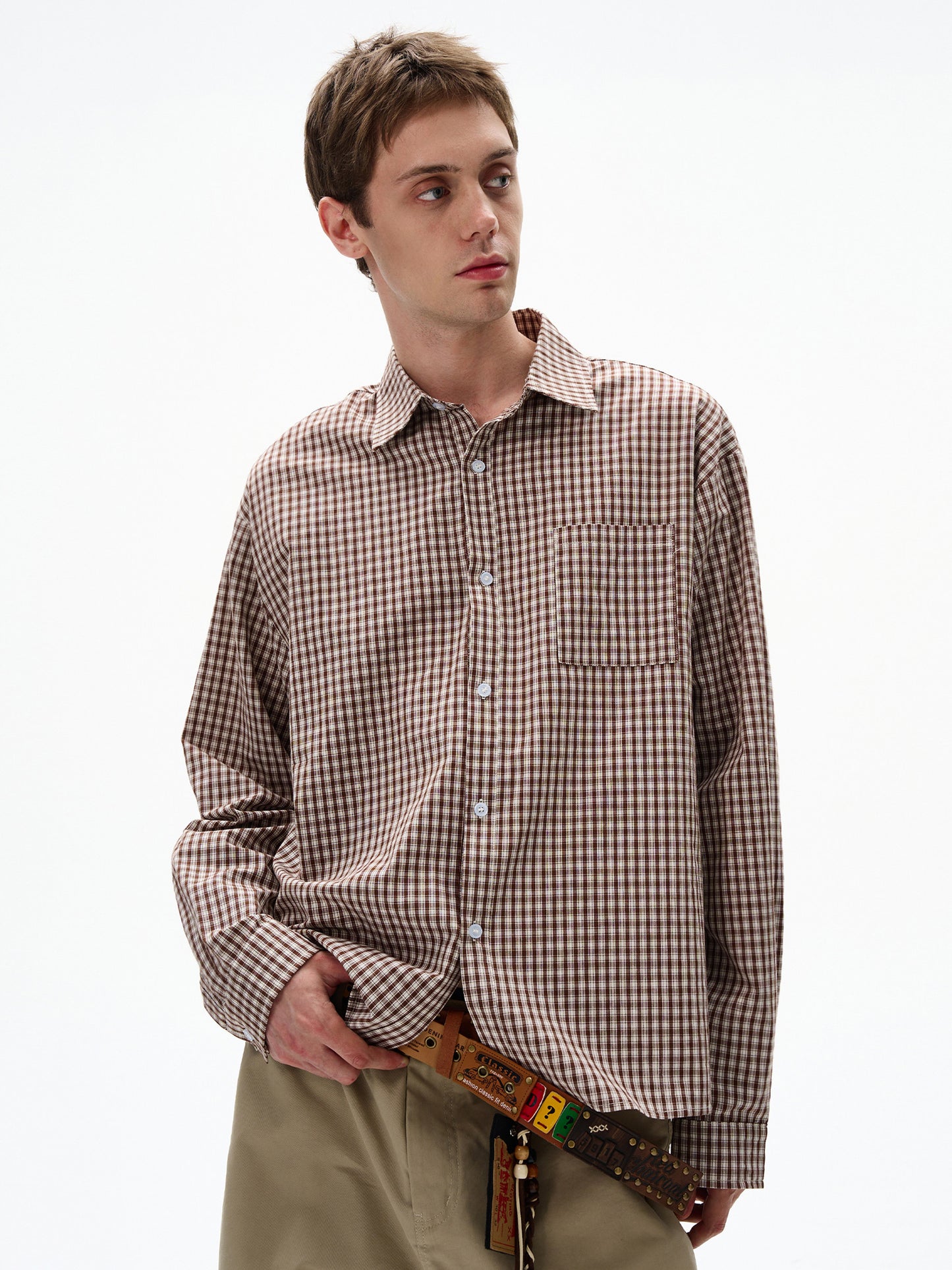 Classic American-style Plaid Long-sleeve Shirt For Men And Women