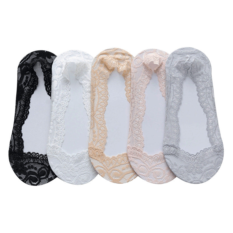 Lace Boat Socks Ladies Silicone Non-slip Shallow Mouth Invisible Socks