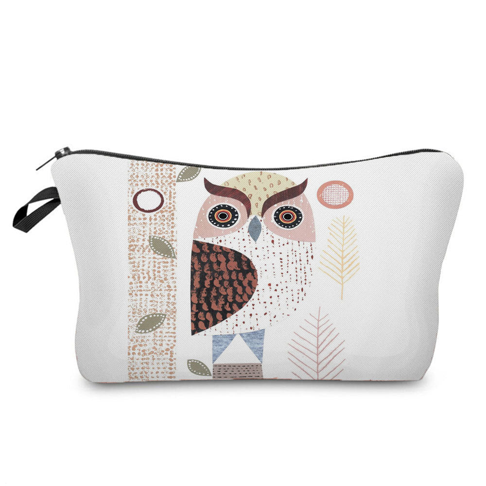 Cartoon Cute Owl Print Cosmetic Bag