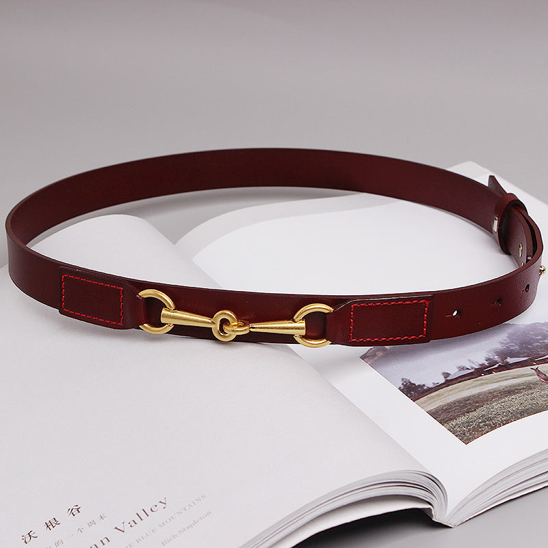 Fashion Simple Female Cowhide Horsebit Belt