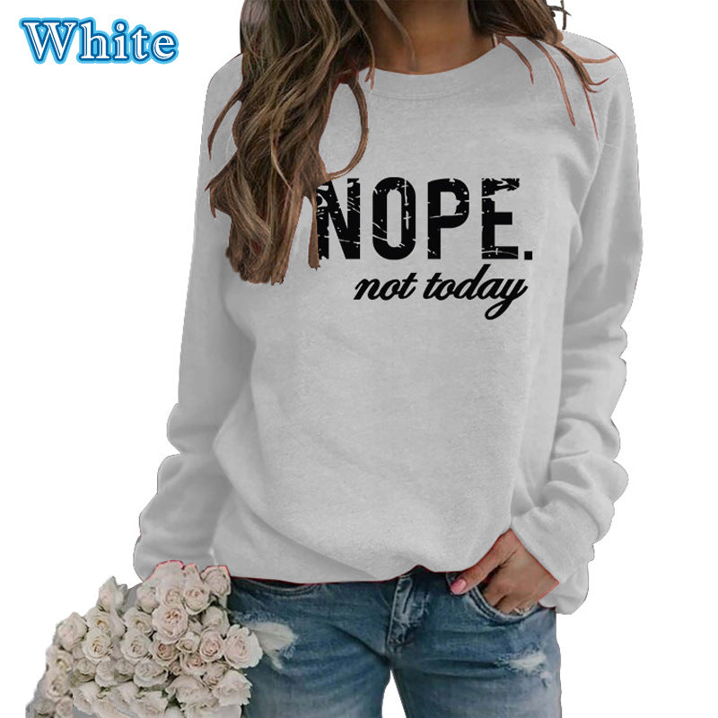 European And American Letter Printing Capless Round Neck Sweaters Women's Clothing
