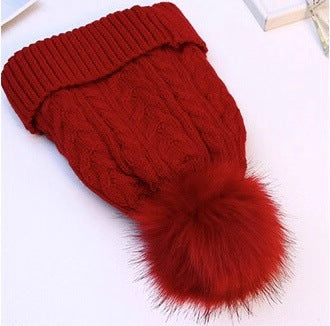Cashmere Double-layer Wool Outdoor Warm Knitted Hat