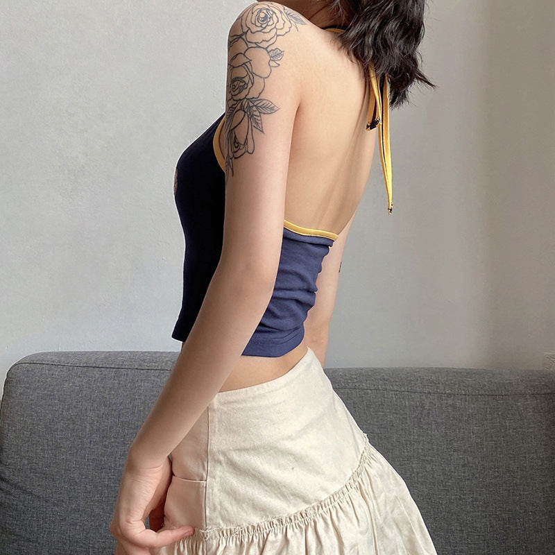 Fashion Letter Print Halter Vest