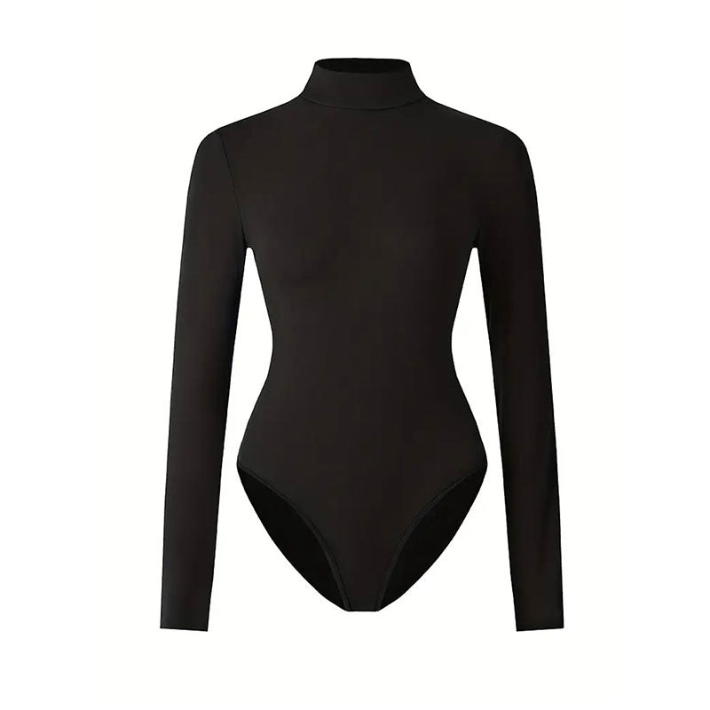 Solid-color Form Fitting Long Sleeve Yoga Bodysuit