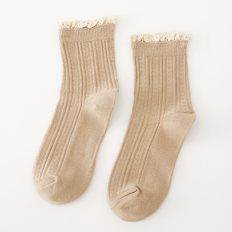 Autumn And Winter Socks Women's Japanese College Style Lace