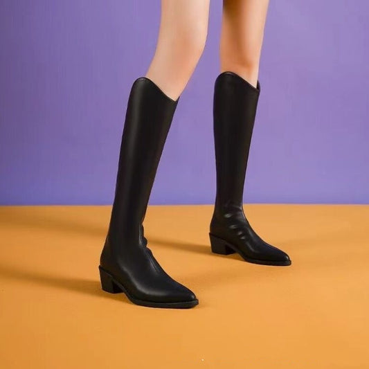 Plus Size High Leg Boot Below The Knee Back Zipper Knight Boots