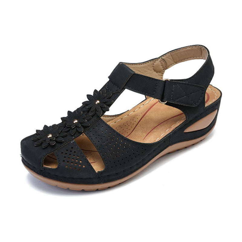 Summer Women's Plus Size Soft Soled Round Toe Velcro Wedge Women Sandals