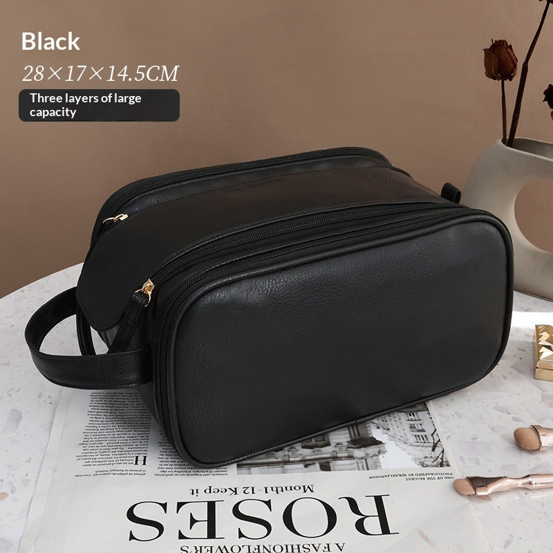 Large-capacity Cosmetic Bag With Dual Zippers