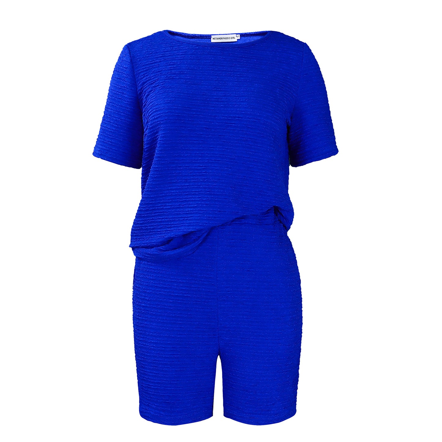 New Loose Solid Color Short Sleeve Top Shorts Fashion Casual Set