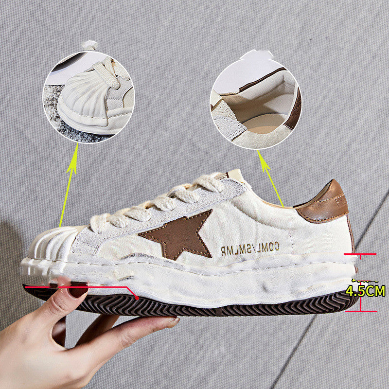 Women's Thick Sole Shoes Leather Shell Toe Dissolve
