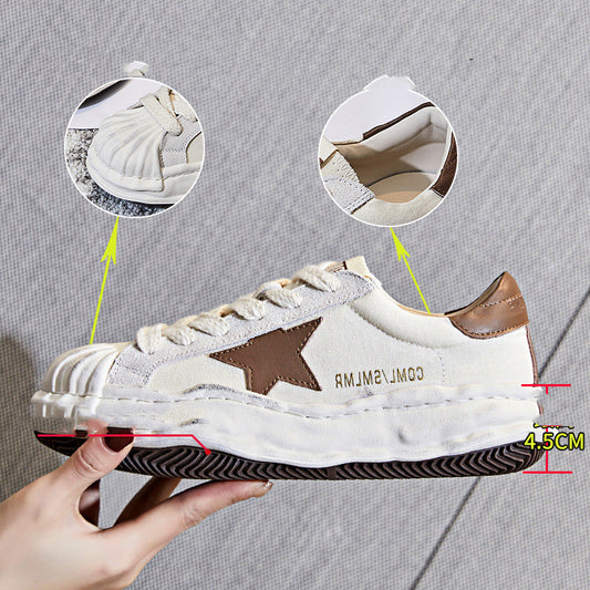 Women's Thick Sole Shoes Leather Shell Toe Dissolve